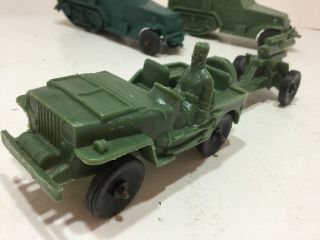 1960s Auburn Rubber 654 Us Army Jeep Willy’s With Howitzer Gun Usa 4 " Green