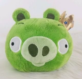 Commonwealth Angry Birds Bad Piggies Gold Crown Green King Pig Plush 8 " No Sound
