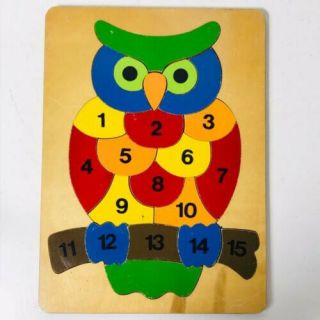 Wooden Puzzle Toddler Kids Boys Girls Owl Numbers Educational Toy Preschool