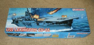 1/700 Dragon Uss Lexington Cv - 16 W/ Stock Photo - Etch Cartograf Decals & Tug Boat
