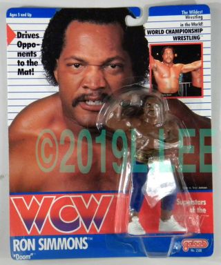 Galoob Toys Wcw Wrestling Ron Simmons With Stripe Trunks Moc Rare Us Card