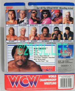 Galoob Toys WCW Wrestling Ron Simmons with STRIPE trunks MOC rare US card 2