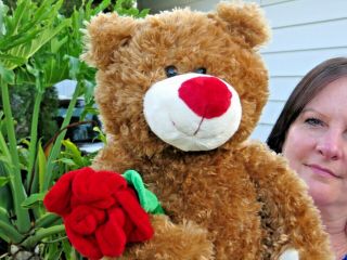 LARGE Dan Dee Love SOFT Teddy Bear w/Rose Brown Plush Stuffed Animal Doll 2