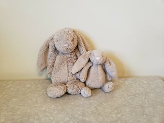 Jellycat Bashful Bunny Rabbit Floppy Plush Baby Stuffed Animal Grey 8 " & 12 "