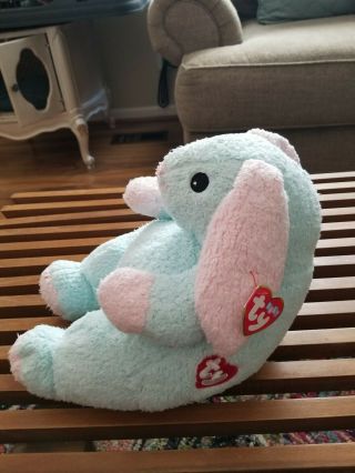 Ty Bunnybaby Pillow Pal Plush Blue Pink Bunny Rabbit Baby Rattle 1999 With Tags