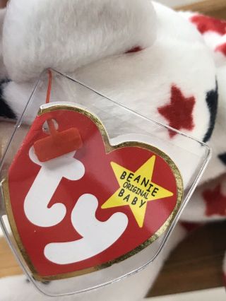 TY Beanie Baby Glory Bear With Tag Retired DOB: July 4th,  1997 2