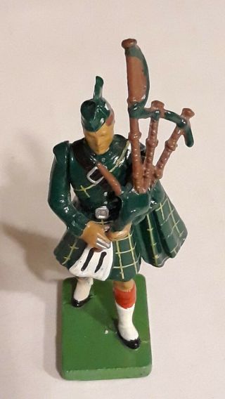 Vintage W Britains Metal Toy Green Soldier Bagpipe Player 1990
