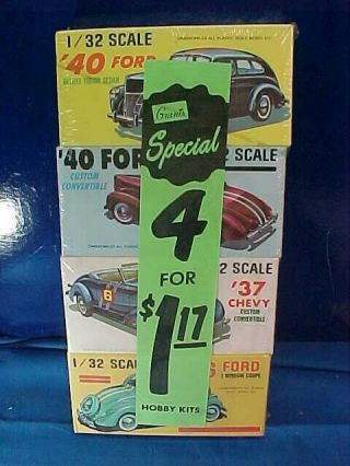 4 Pack Mib Orig 1960s Palmer 1/32 Scale Model Car Kits 40 Ford 37 Chevy,