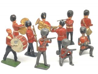Set Of 10 Metal Lead Military Band & Soldiers Vintage Made In England Britains