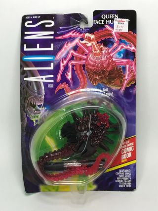 Vtg 1992 Kenner Aliens Queen Face Hugger Alien Figure W/ Dark Horse Comic Book