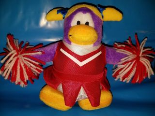 Disney Club Penguin Cheerleader 7 " Plush Bean Bag Series 1 Pom Poms Jakks Cheer