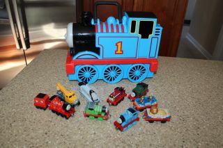 Thomas The Tank Engine Diecast Train Case Carrier & 18 Trains / Cars James Percy