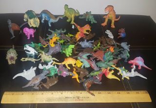 Vintage Old Dinosaurs Marx Grey Neon Rubber Hard Plastic Monsters 1960 - 80 