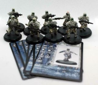 At - 43 28mm Una Star Troopers X9 W/ Specialists Rackham With Cards