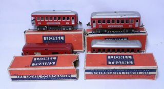 Set Of 4 Prewar Lionel O Gauge 602 610 612 Red Passenger Cars W/ Boxes