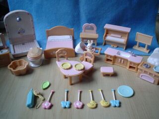 Vintage Calico Critters Baby Play House Furniture Kitchen Bathroom Bedroom