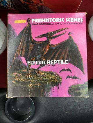 Aurora Prehistoric Scenes " Flying Reptile " 1/13 Plastic Model Kit 734 Built Box