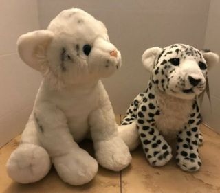 Set Of 2 Fiesta Whitetiger/snow Leopard Plush Stuffed Animal Toy For Boys Girls