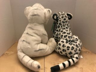 Set Of 2 Fiesta WhiteTiger/snow Leopard Plush Stuffed Animal Toy for Boys Girls 3