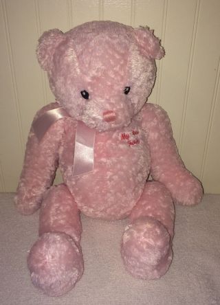 Gund Baby My First Teddy Bear Pink Plush Stuffed Animal 5834 Sewn Eyes 15 "