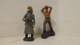 Set Of 2 Vintage Ww2 Composite Toy Soldiers (7.  5 Cm)