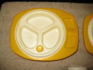 Vintage Fisher Price Baby Food Set Dishes,  Peas,  Carrots,  Bananas And Spoons 1986 2