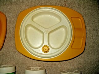 Vintage Fisher Price Baby Food Set Dishes,  Peas,  Carrots,  Bananas And Spoons 1986 4