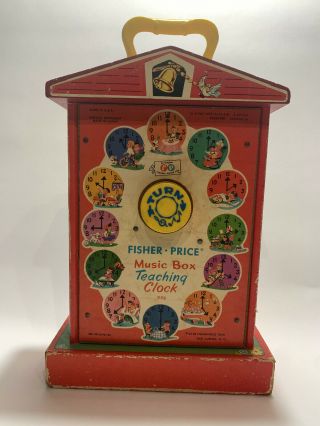 Vintage 1962 - 1968 Fisher Price 998 Music Box Teaching Clock