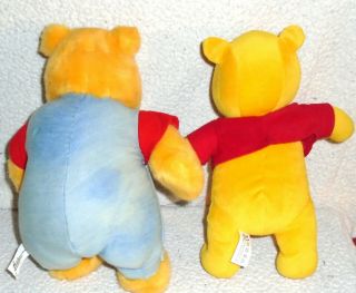 Set of 2 Winnie the Pooh Plush Dolls - 1995 Wearing Story Book Overalls Mattel 2