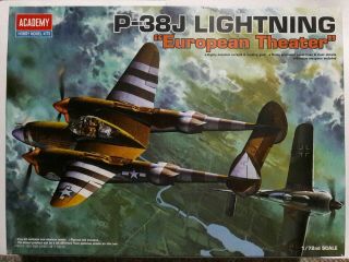 Academy 1/72 Scale,  P - 38j Lightning " European Theater " Kit 12405