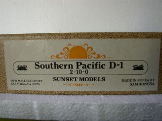 Sunset Models Ho Brass Southern Pacific Sp 2 - 10 - 0 D - 1 Can Motor