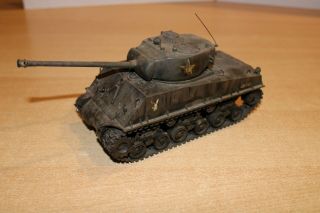 35 - 676 Tamiya 1/35th Scale Us Army Tank M4a3e8 Sherman Plastic Model Kit Built