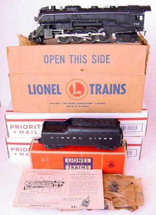 1950 - 51 Lionel Berkshire 736lts Smoker Locomotive W 2046w Wistle Tender Boxed