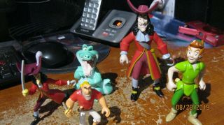 1993 Mattel Disney Peter Pan And Captain Hook Action Figure Set Of 2,  3 More