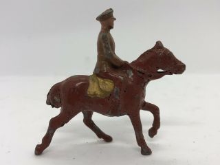 Vintage Wwi Calvary Officer Die - Cast Metal Toy Soldier On Horseback Brown Horse