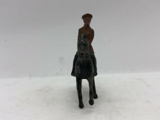 Vintage WWI Calvary Officer Die - Cast Metal Toy Soldier On Horseback Black Horse 3