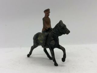 Vintage WWI Calvary Officer Die - Cast Metal Toy Soldier On Horseback Black Horse 4