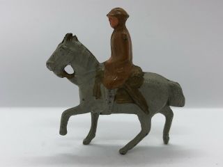 Vintage Wwi Calvary Officer Metal Toy U.  S.  Soldier On Horseback Gray Horse