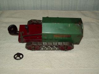 STRUCTO 1920 ' S 1930 ' S BLACK GREEN & RED WIND UP CRAWLER DOZER TRACTOR 3 8