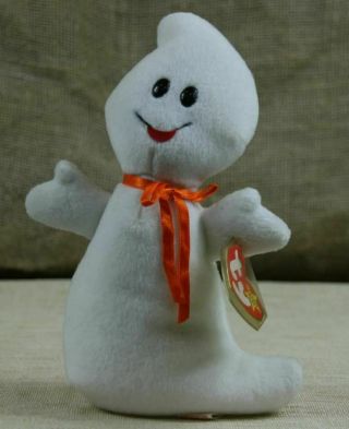 Vintage Ty Beanie Babies Spooky Halloween Ghost Retired 1995 Plush With Tags Pvc