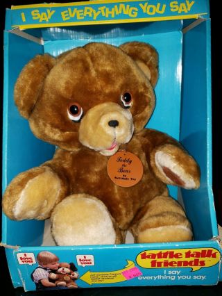 1985 Vintage Tattle Talk Teddy The Bear By Well - Made Toys