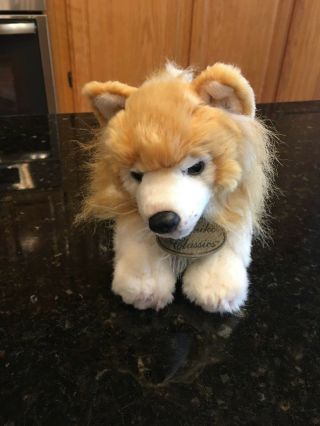 Yomiko Classics Russ Berrie White Brown Pomeranian Dog Stuffed Plush Animal 12 "
