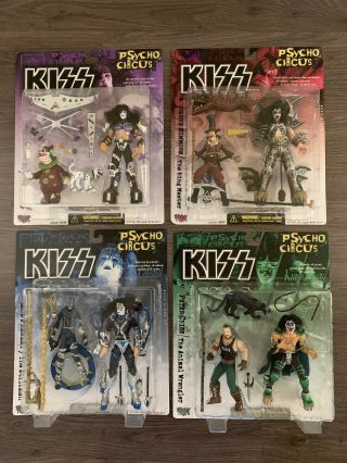 Mcfarlane Kiss Psycho Circus Complete Set Of Four (1998) Gene Ace Peter Paul