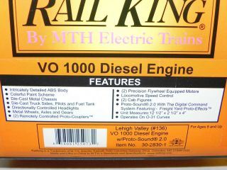 MTH 30 - 2830 - 1 Lehigh Valley VO1000 Powered Diesel Locomotive w/Sound EXIB 7