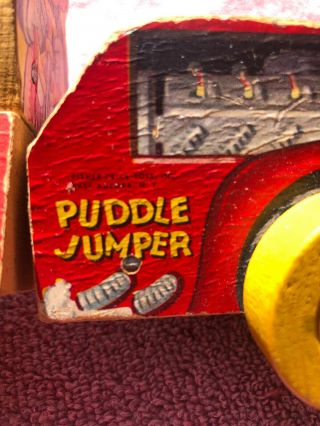 Vintage Fisher Price PUDDLE JUMPER MICKEY MOUSE wooden pull toy wood toy 1950s 4
