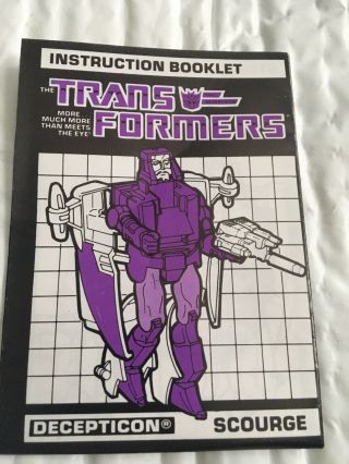 Transformers Targetmaster Scourge Instruction Booklet Part Accessory G1 Vhtf