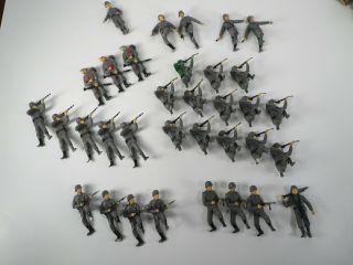 Qty (34) Vintage Louis Marx Painted German Wwii Soldiers From Diorama