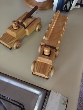 Waldorf/ Montessori Inspired,  Handmade,  Wooden Trucks - Logging And Tow Truck