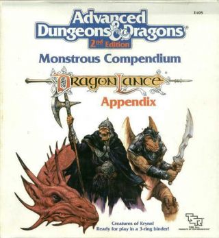 Tsr Dragonlance Monstrous Compendium Dragonlance Appendix Box Vg