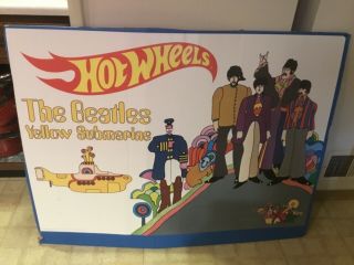 Hot Wheels & Beatles Yellow Submarine Store Display Poster 4 Foot X 3 Foot Rare